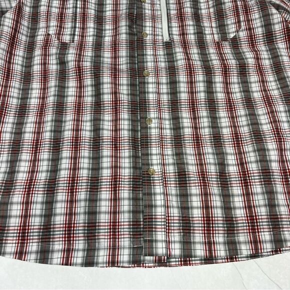L.L. Bean Grey Red Plaid Nylon Blend Outdoor Hiking Short Sleeve Button Shirt - Picture 4 of 9